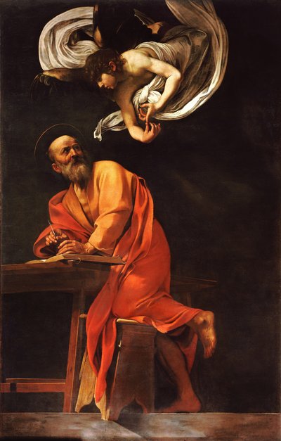A inspiração de São Mateus de Michelangelo Merisi Caravaggio